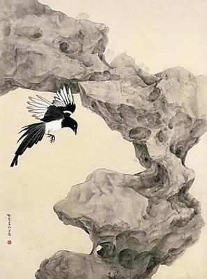 中国实力派女画家喻慧笔下的墨石、禽影与花魂